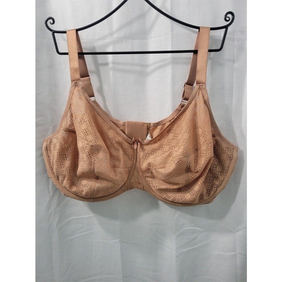Glamorise Women's Cappuccino Lace Confort Wonder Wire Bra Size 44 G - Picture 3 of 8